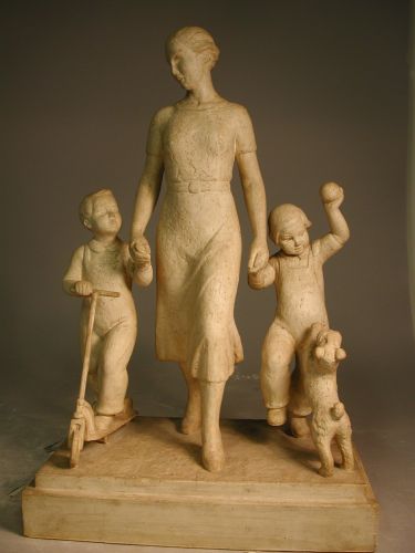 Forarbejde til skulpturen Moder med børn, Horsens og Brønshøj