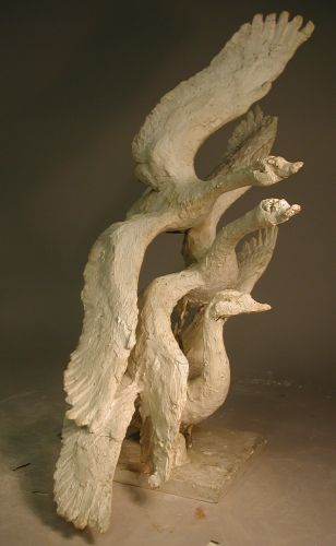 Forarbejde til skulpturen De vilde svaner, Munke Mose, Odense