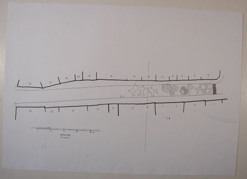 Preliminary work for mural in Brogade, Køge