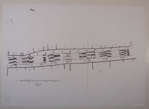 Preliminary work for mural in Brogade, Køge