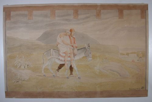 Preliminary work for fresco, The Good Samaritan, Bramdrup Church, Kolding