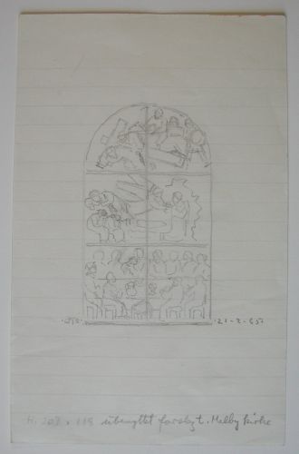 Preliminary Work for Stained Glass, Melby Church, Melby