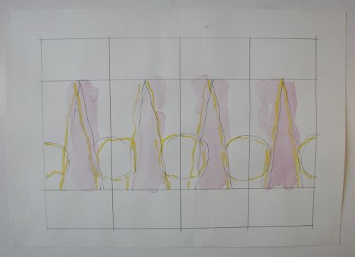 Preliminary work for glass painting, The Language of Silence, Herning Central Hospital Chapel 