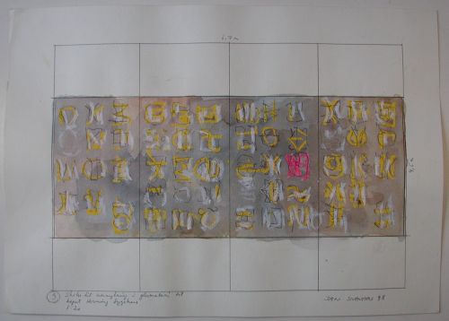 Preliminary work for glass painting, The Language of Silence, Herning Central Hospital Chapel 