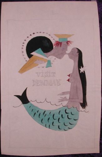 Forarbejde til plakat, Visit Denmark - and the little mermaid